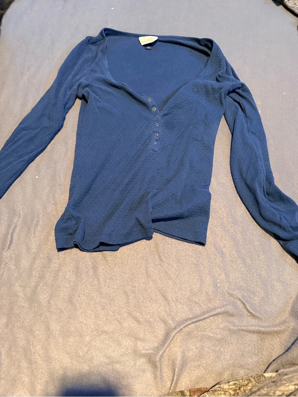 Universal Thread Navy Ribbed Henley Top